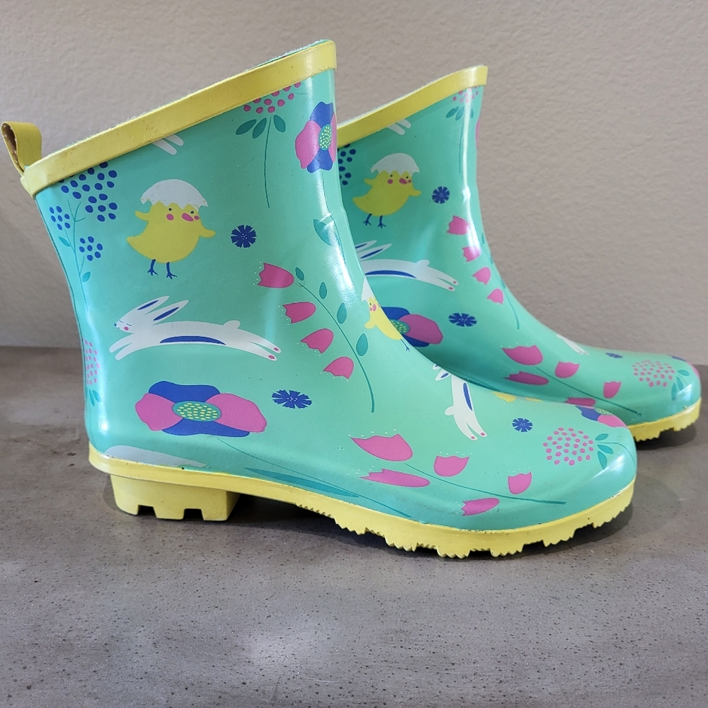 Aldi Light Green Colorful Rain Boots - Multicolor - Size 7